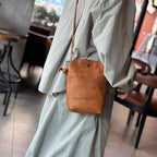 Vintage Handmade Small Women's Soft Leather Mobile Phone Single Shoulder Crossbody Bag