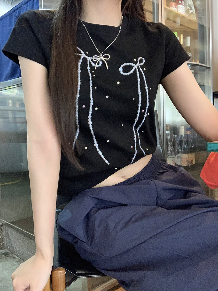 Summer Thin Polka Dot Slim T-shirt