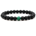 Classic Black Matte Green Malachite Bracelets Suitable Women Men Elastic Strand Jewelry