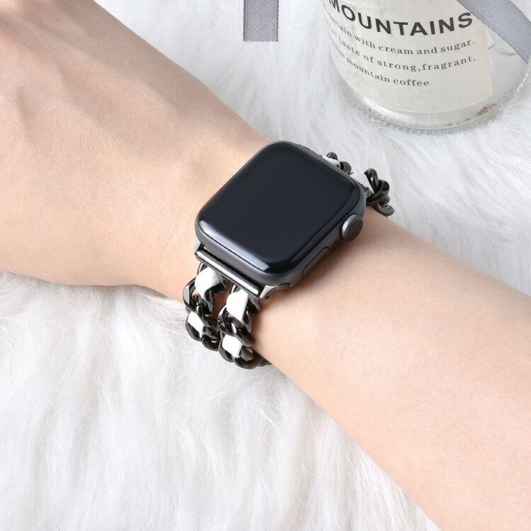 Compatible with Apple, Strap Cuban Link Bracelet IWatch Leather  Metal Strap