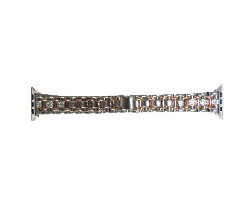Two-tone Alloy Strap I-bead Diamond-set Metal Strap