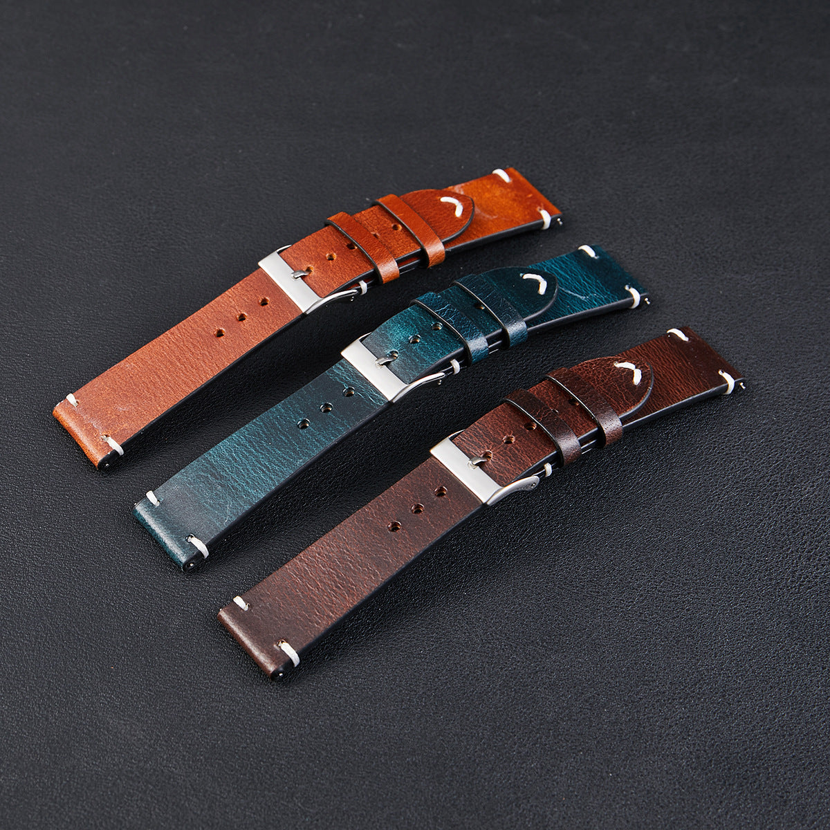 Six-color Retro Oil Wax Discoloration Leather Watch Strap