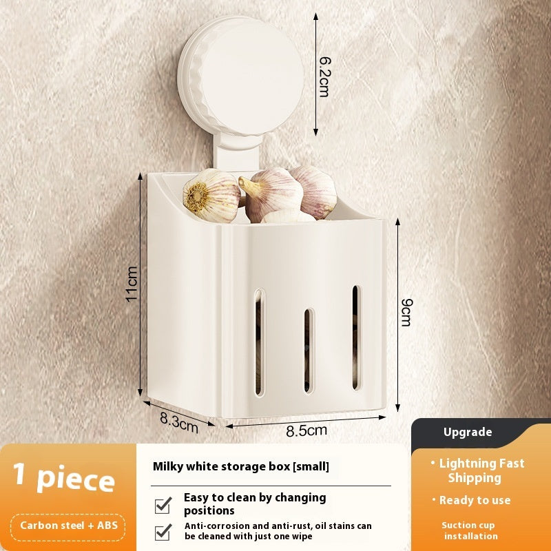 Onion, Ginger And Garlic Storage Box Wall-mounted Suction Cup Storage Rack