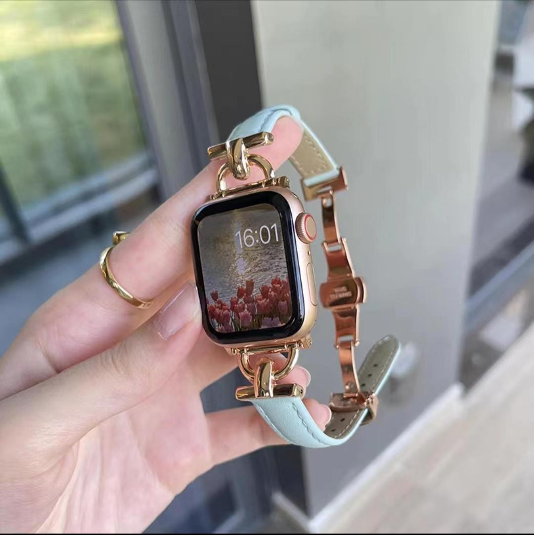 Watch Strap Advanced Genuine Leather D-shaped Metal Butterfly Clasp Women's