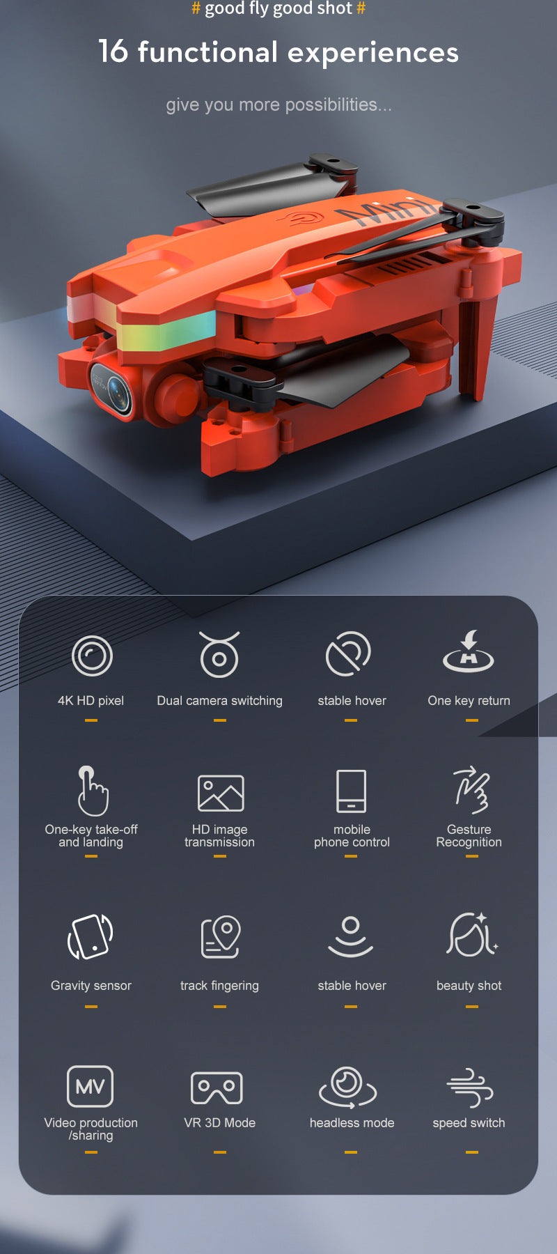 XT8 Mini UAV 4K Dual Lens Aerial Photography Quadcopter