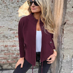 Woolen Lapel Tether Faux Pocket Suit Jacket