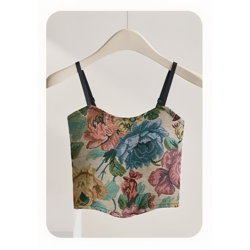 Vintage Floral Pleated Beauty Back Sling