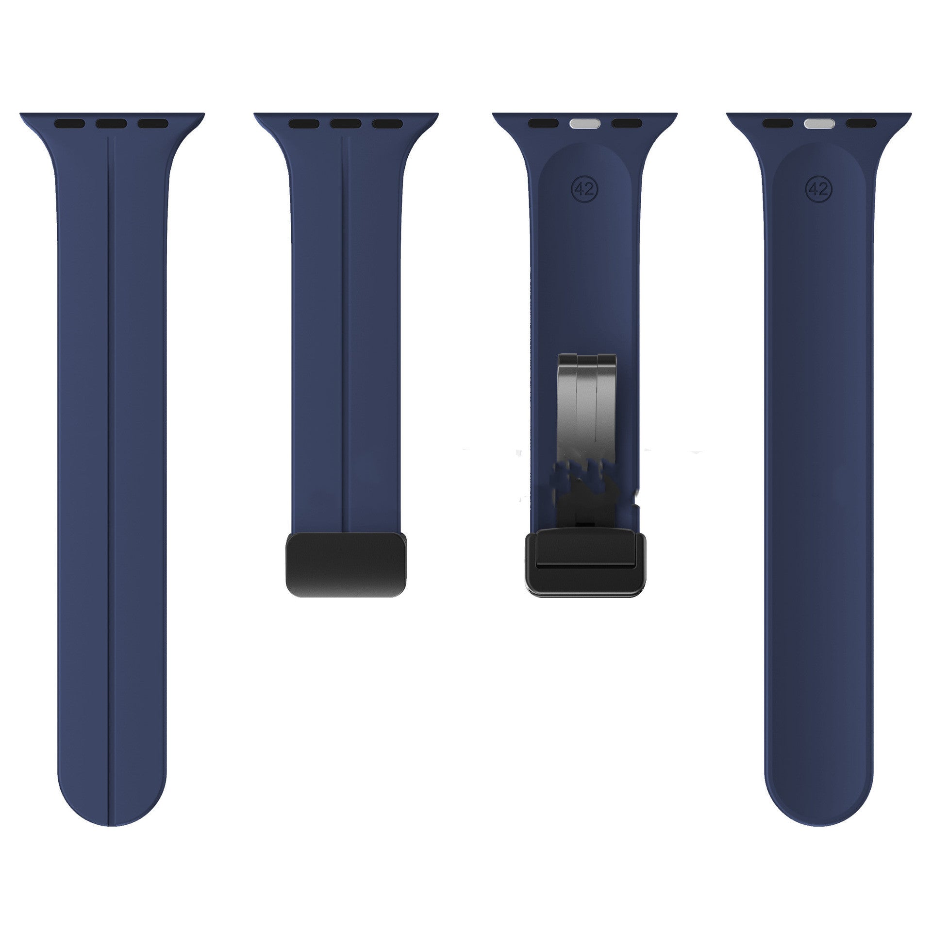 Magnetic Suction Folding Buckle Metal Strap Silicone