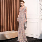 Sequin Long Slim Slimming Fishtail Dress