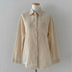 French Classic Striped Pleated Loose Pockets Long Sleeve All-matching Shirt