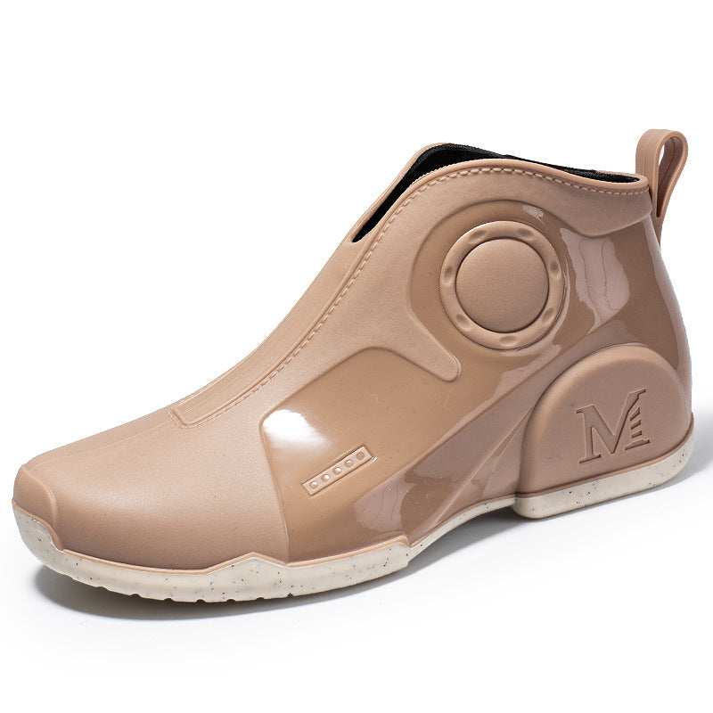 Motorcycle Rain Boots Men's Summer Youth Outdoor Non-slip Wading Shoes Fashion Low Top Flat Work Shoes Rubber Shoes