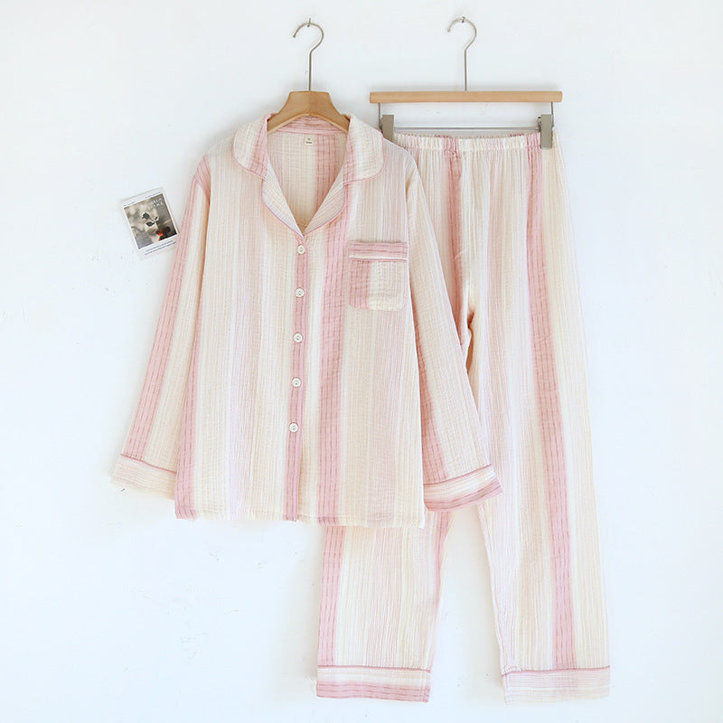 Cotton Yarn Dream Striped Home Wear Long-sleeved Trousers Pajamas