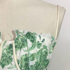 Retro Hollow Lace Green High Slit Dress