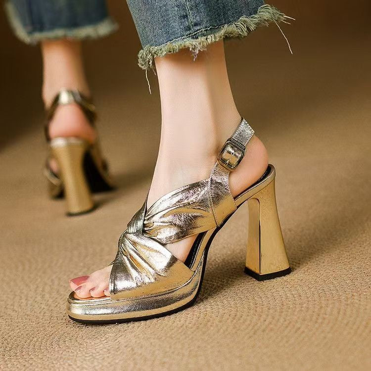 Special Interest Light Luxury Handmade Women's Shoes Retro Sandals
