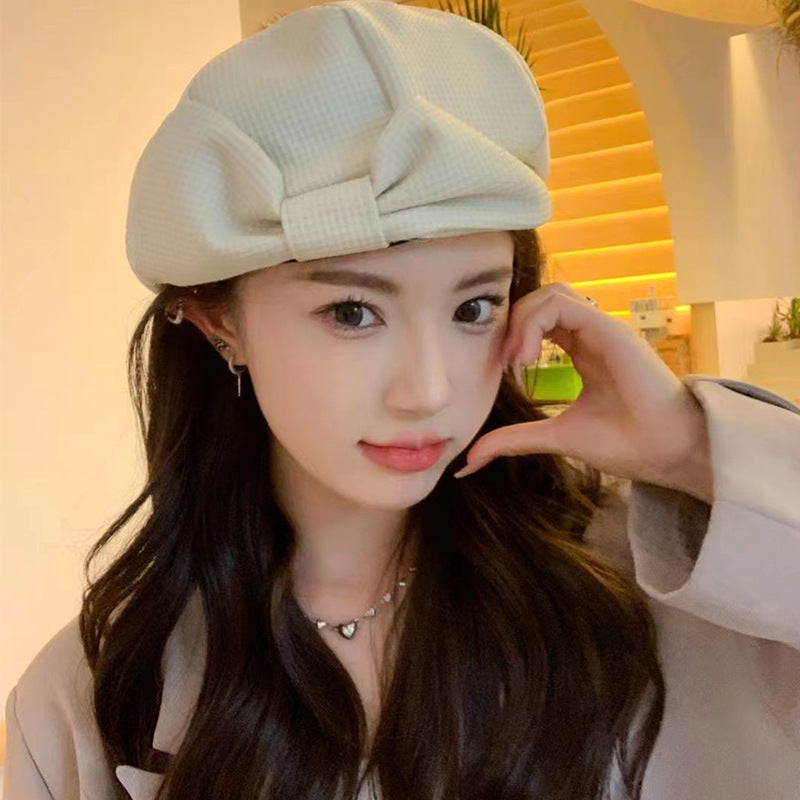 Korean Style Sweet Bowknot Beret Female Japanese Style