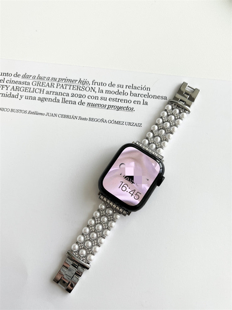 Women's Premium Pearl Chain Metal Strap