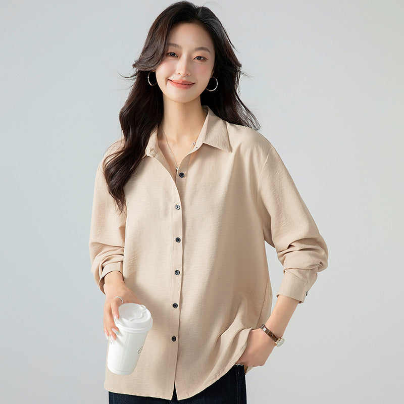Texture Loose Long Sleeve Lazy Sense All-matching Shirt