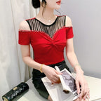 Fashion Hot Girl Sexy Off-shoulder T-shirt Women's Summer