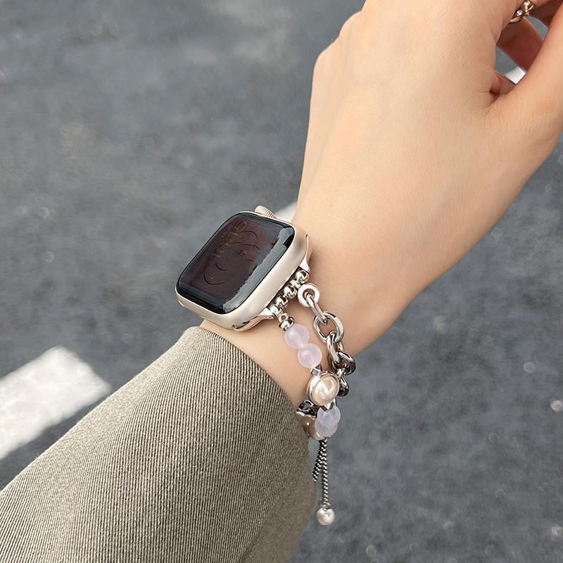Pearl Metal Chain Design Watch Band
