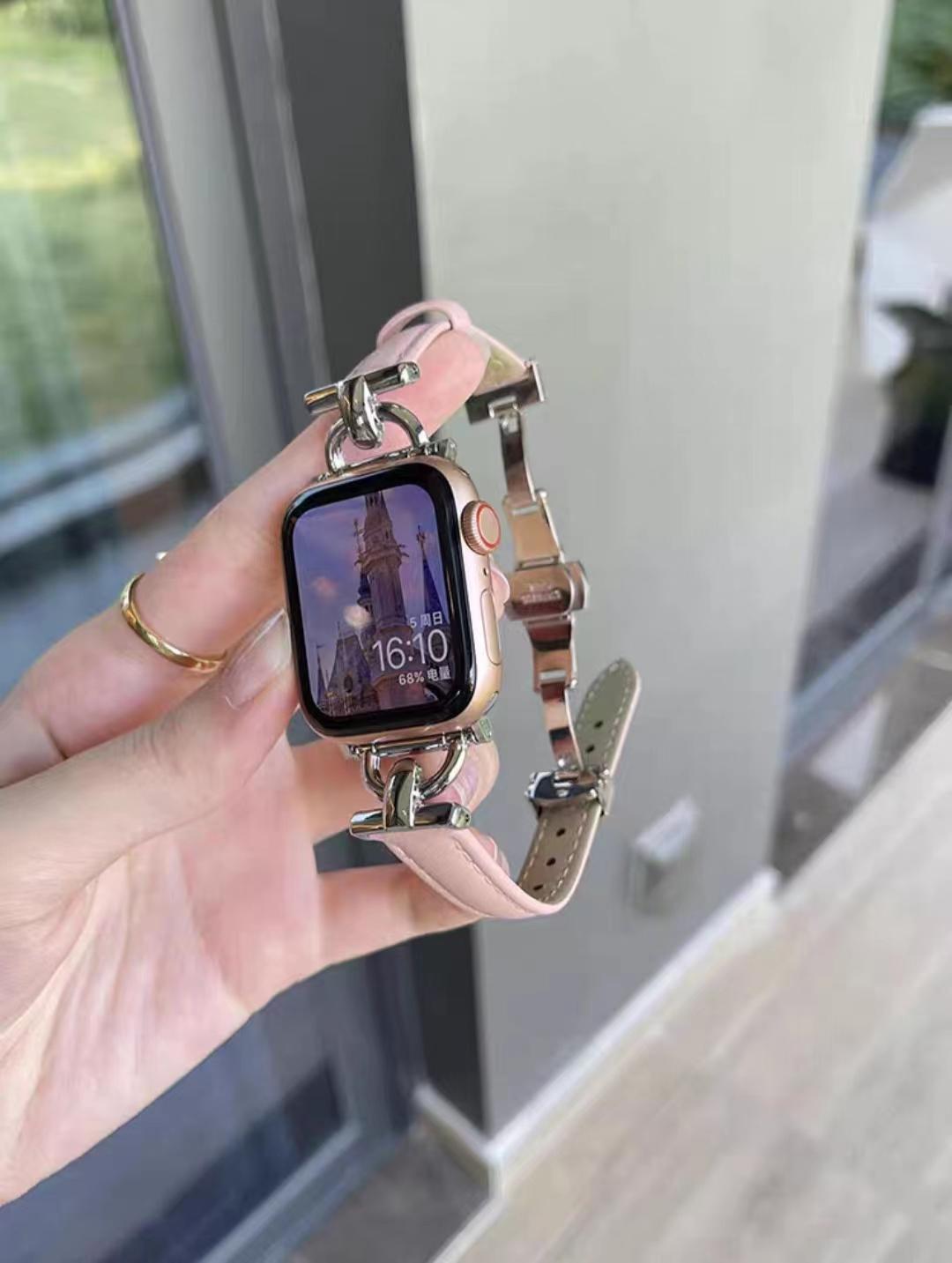 Watch Strap Advanced Genuine Leather D-shaped Metal Butterfly Clasp Women's