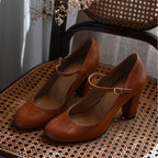 Fashion Pointed 40-43 Plus Size Buckle Strap Shallow Mouth Pumps Women