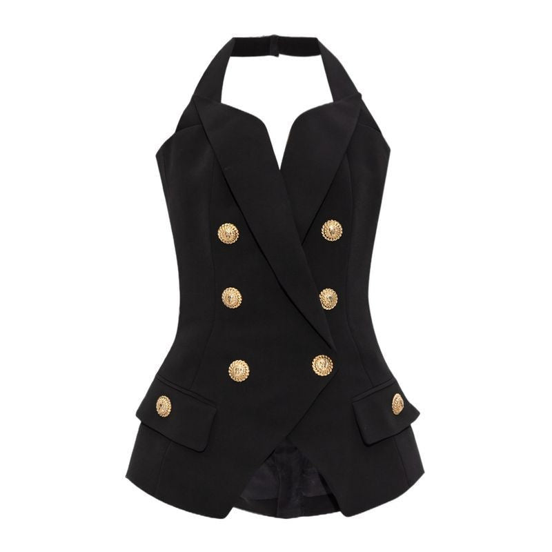 Double Breasted Temperament Small Sling Vest Jacket