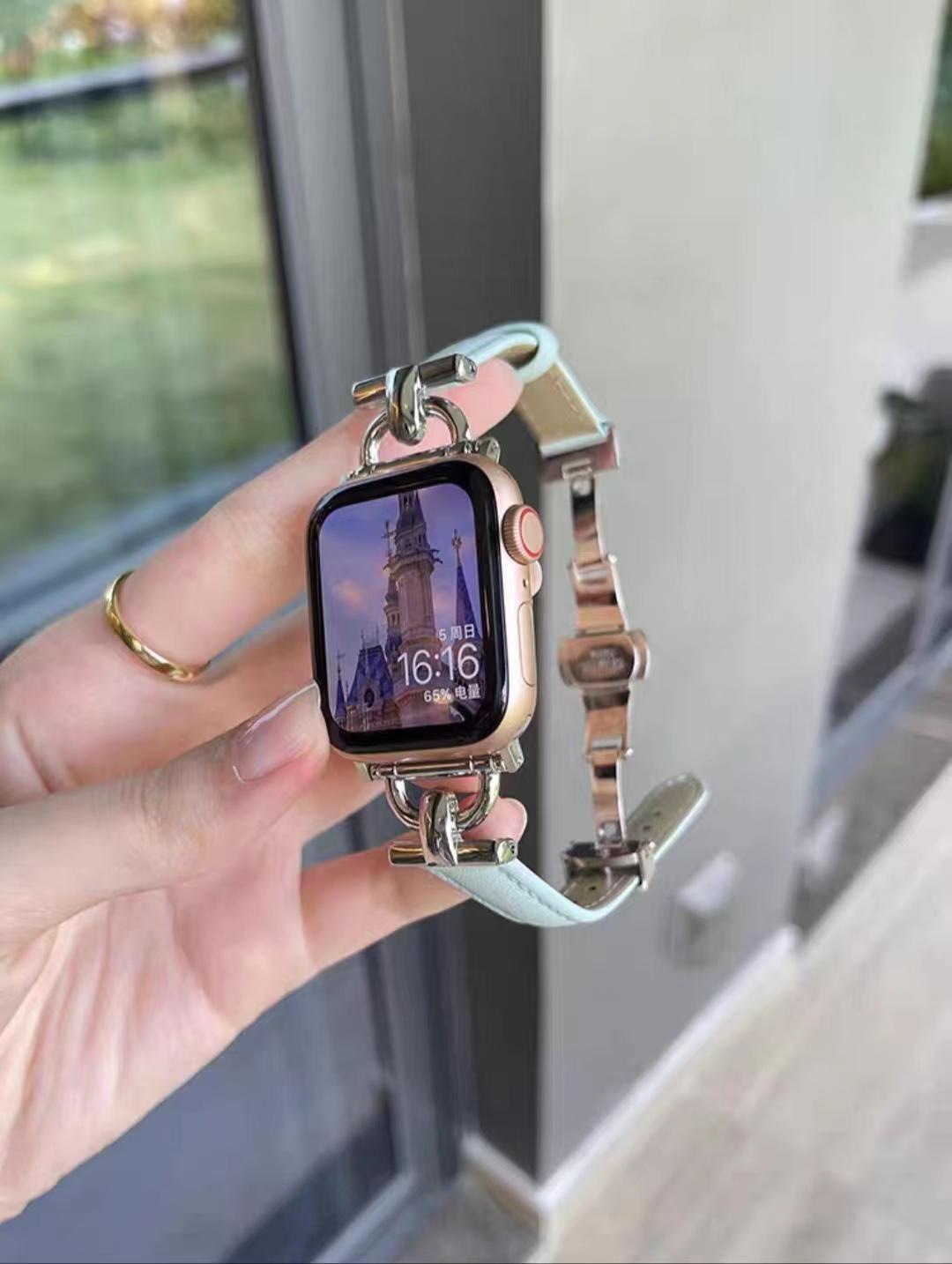 Watch Strap Advanced Genuine Leather D-shaped Metal Butterfly Clasp Women's