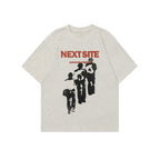 Character Abstract Graphic Print Crew Neck Short Sleeve