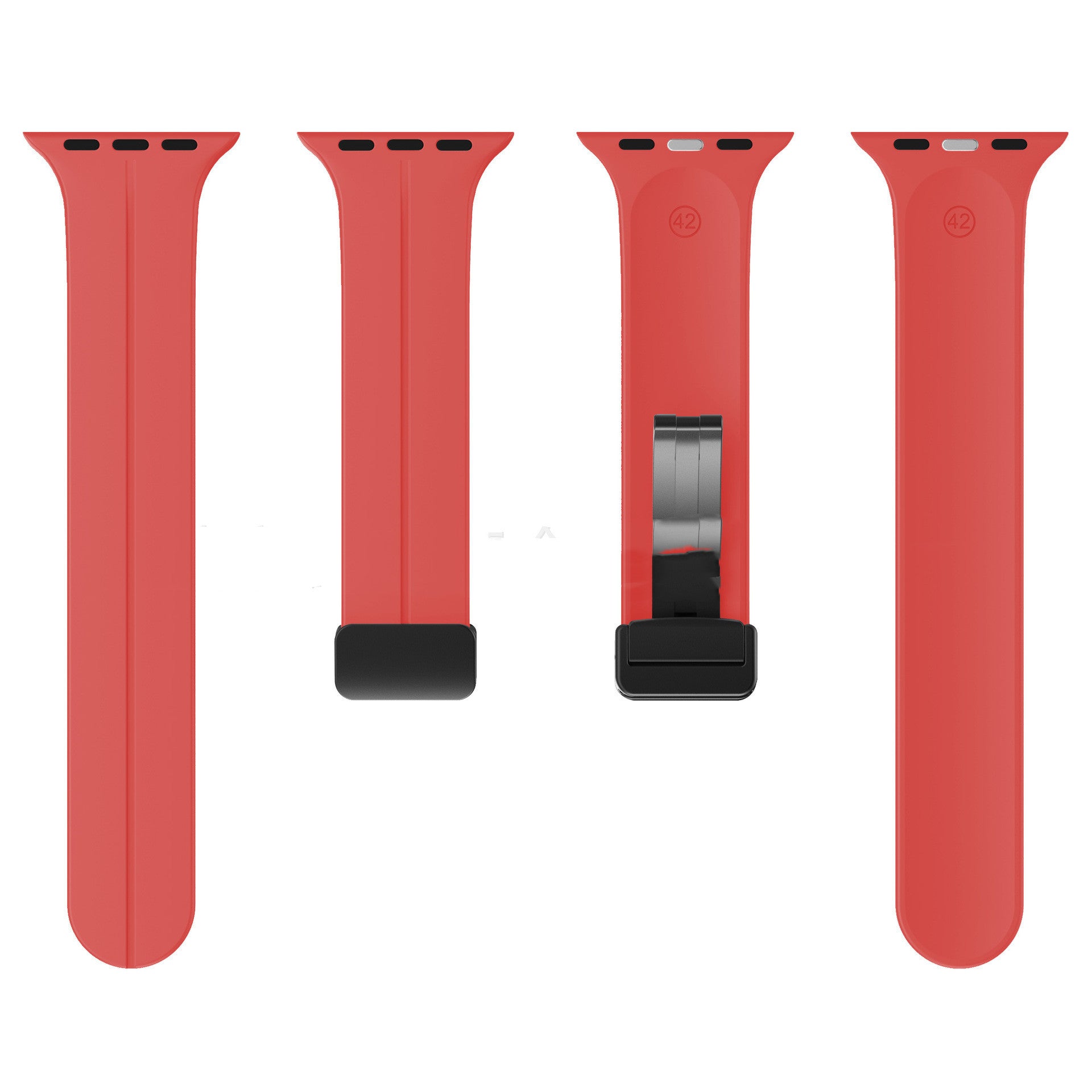 Magnetic Suction Folding Buckle Metal Strap Silicone