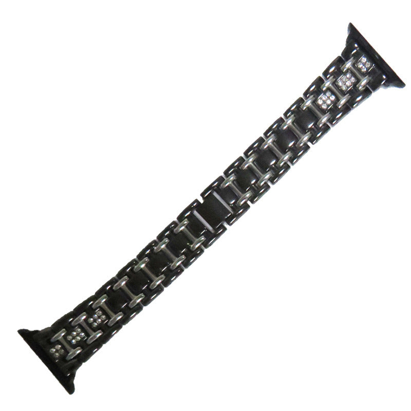 Two-tone Alloy Strap I-bead Diamond-set Metal Strap