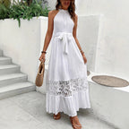 Stitching Lace Halter Fashion Seaside Holiday Dress