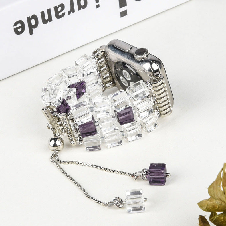 Large Square Crystal Stretch Watch Strap