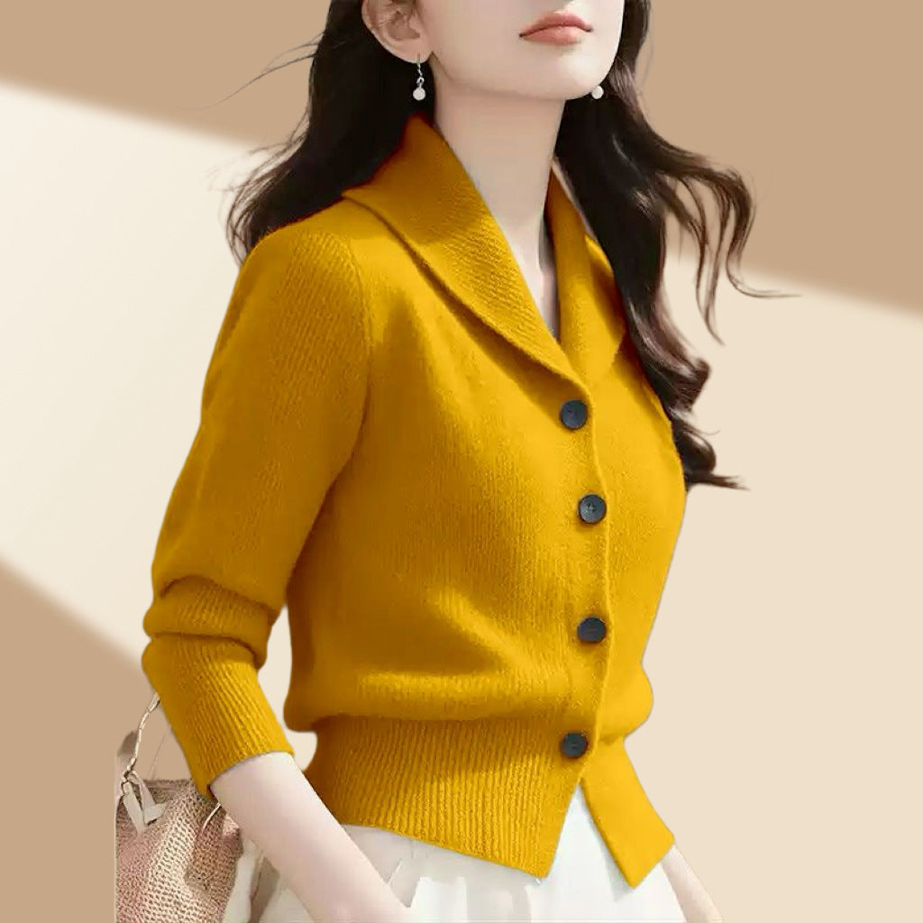 High-end Fashion Simple Commute Long-sleeved Button Cardigan Elegant Top