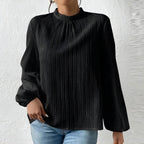 Women's Fashionable Elegant Puff Sleeve Casual Stand Collar Shirt