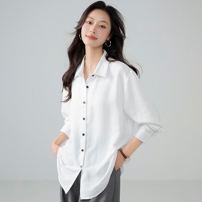 Texture Loose Long Sleeve Lazy Sense All-matching Shirt