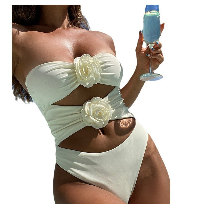 Three-dimensional Flower Women's One-piece Swimming Suit